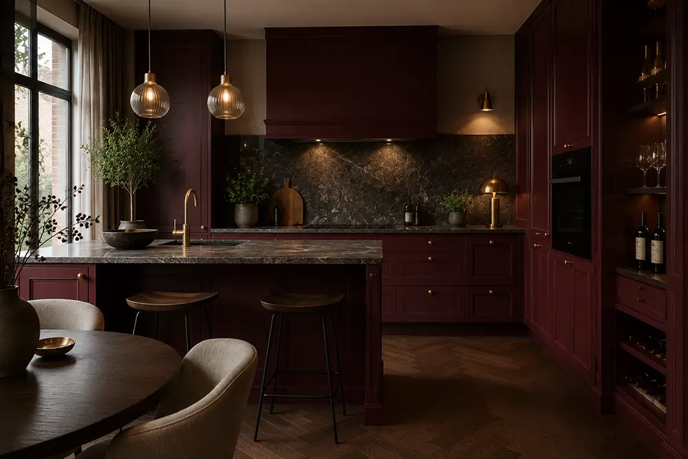 alternatieve keuken bordeauxrood