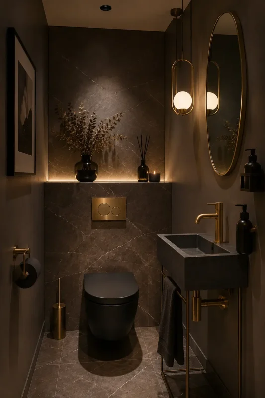 design van een hotel chique toilet verlichting en accessoires