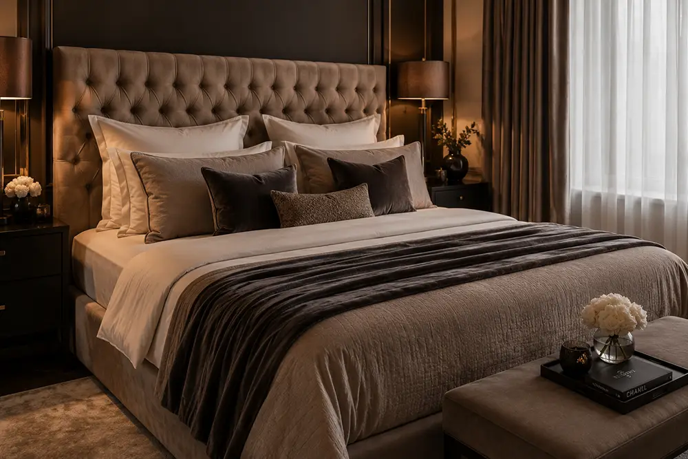 hotel chique slaapkamer het bed als blikvanger
