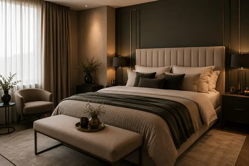 kleuren in een hotel chique slaapkamer