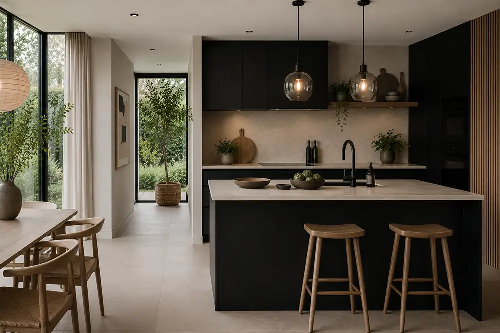 zwarte keuken industrieel interieur
