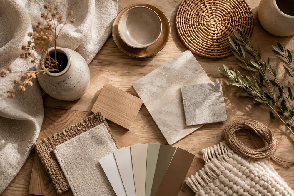 inspiratie met natuurlijke materialen voor scandi boho interieur