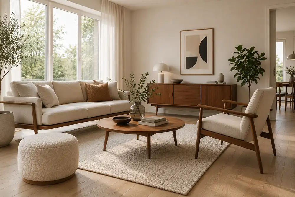 mid century modern gecombineerd met scandinavische woonstijl
