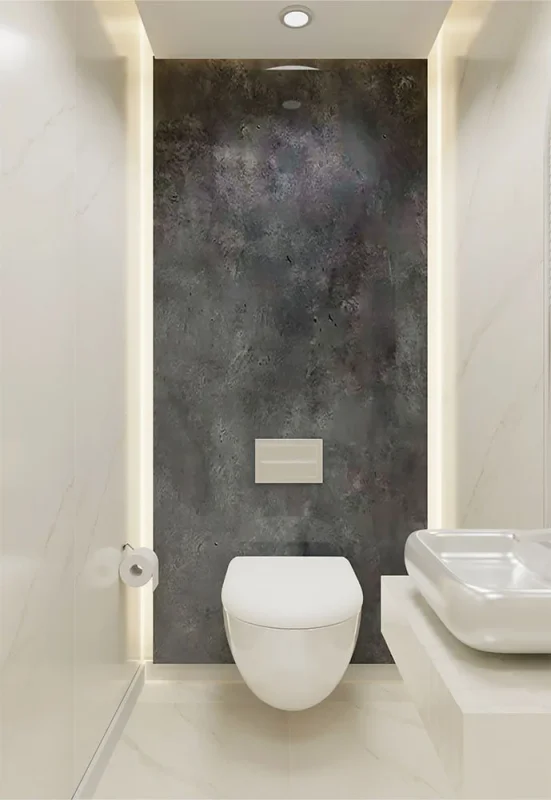 toilet met natuursteen achterwand
