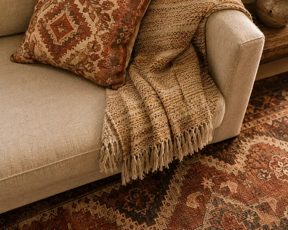 bohemian patronen in terracotta oker roest en creme