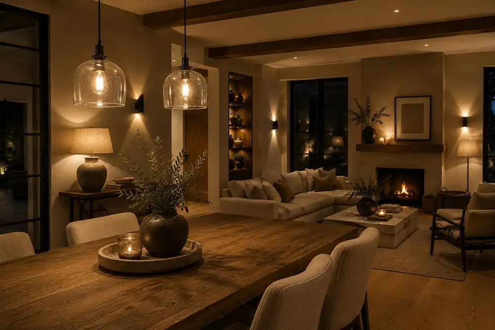 verlichting in een modern landelijk interieur