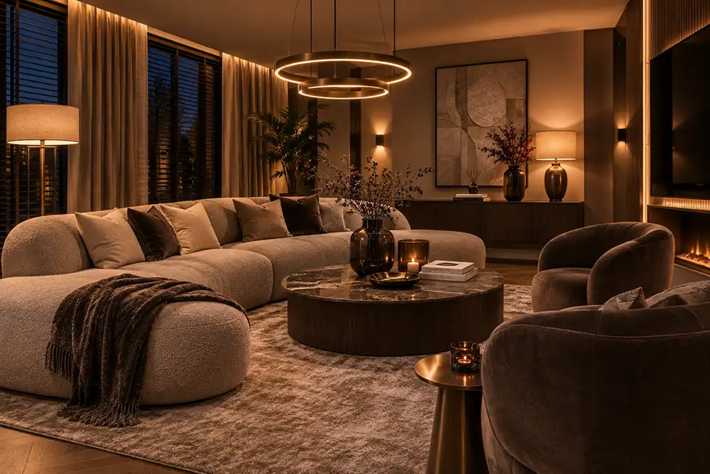 warme verlichting in hotel chique woonkamer
