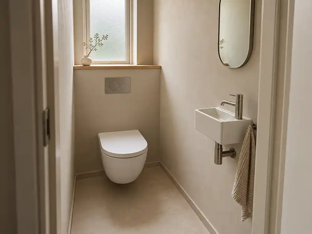 klein Japandi toilet in zacht daglicht
