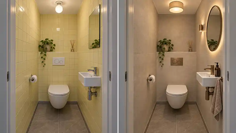 van gedateerd naar modern toilet